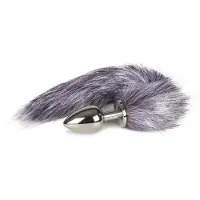 Easytoys Fetish Collection Grote zilverkleurige buttplug met grijze vossenstaart