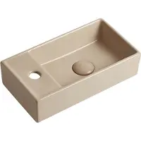 Guido Gusto Fontein Ora 41x22x10cm mat beige inclusief afvoerplug links