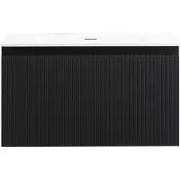 Guido Gusto Badkamermeubel Yuki 80cm mat zwart inclusief wastafel zonder kraangat mat wit