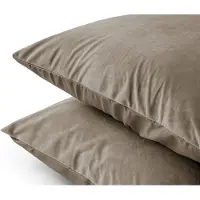Sleeptime Kussensloop (Per 2 st) - Taupe/Grijs - Velvet - 60x70 cm
