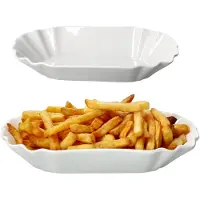 MamboCat Set van 2 FRIES ovale witte porseleinen chipsschaal 19.5x10.7cm - 24302114