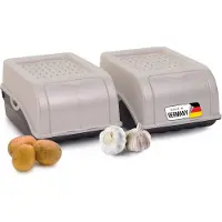 Novaliv Aardappelbewaardoos | 2x klein 3,5L | PARELMOER Wit | Uiendoos | Groentebox stapelbare aardappelbox uienopslag aardappelmand fruitcontainer aardappelbox voedselopslagcontainer wortels