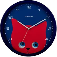 Karlsson Wandklok Peekaboo Cat - Blauw Roze - 30,8 x 30,8 cm