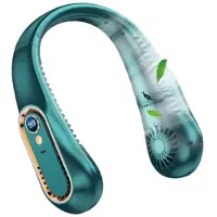 San vitale - Draagbare Nekventilator - Nek Fan - Ventilator - Met LED display - 5 Standen - Draadloos & Oplaadbaar - Incl. USB Kabeltje - Verkoeling - Groen