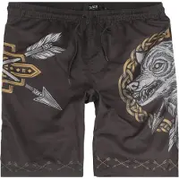 Black premium by emp Zwembroek - Swim Shorts With Arrow and Wolf Print - S tot XXL - voor Mannen - zwart - Maat L