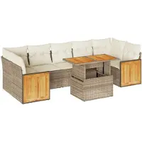 vidaXL 8-delige Loungeset met kussens poly rattan acacia beige