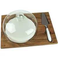 Husla Serie - Serveerplank met Stolp - Hout en Porselein - Incl. Spatel