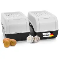 Novaliv Aardappelbewaardoos | 2x middel 5L | Wit | Aardappeldoos | Stapelbare groentekist, uienkist, aardappelmand, fruitkist, aardappelkist, uienopslag, voedselcontainer, wortelen