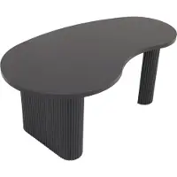 Mendler Salontafel -O29, bijzettafel sofatafel, organische vorm melamine hout, 45x110x60cm ~ hout look zwart