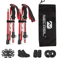 INF Ultralichte wandelstok met 5 secties 1 paar Red