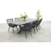 Van der Garde Tuinmeubelen Jasmine Black/Soreno 6-persoons Deens ovale tuinset 240x110 cm. - Betonlook