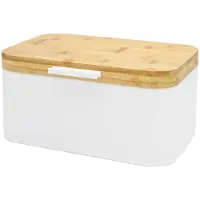 Brunbeste STALEN BROODDOOS MET HOUTEN DEKSEL 4260 WIT