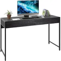 Costway SureDeal - Bureau Computertafel - 112x48x76 cm - Hout -Staal - 2 Lades - Zwart - Stabiel -Industrieel