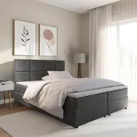 Beddenbriljant Boxspring met opbergruimte Sam - 180x200 cm - Antraciet - Inclusief Topper - Bed met Opbergruimte - Opberg boxspring - Bonellvering tot 100 kg