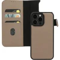 Mobiparts Leren 2 In 1 Wallet iPhone 15 Pro Max Hoesje Taupe