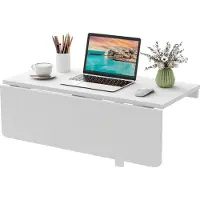 Costway Wandgemonteerde klaptafel, 80 x 60 cm, inklapbare wandtafel van grenenhout, ruimtebesparende wandklaptafel voor keuken, slaapkamer, eetkamer, werkkamer, tot 40 kg belastbaar (wit)