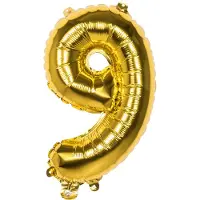 Boland folieballon cijfer 9 goud 36 cm