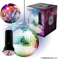 Partyfunlights - Roterende Spiegelbol Partyset met Multi-Color LED - inclusief motor - 20cm spiegelbol - 8 lichtpunten