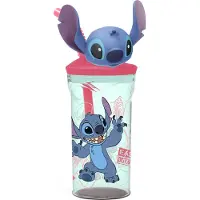 Disney Disney's Stitch Drinkbeker met rietje – 360 ml – Herbruikbaar – Met 3D-figuur – BPA-vrij – Tumbler voor kinderen vanaf 4 jaar – Transparant groen