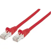 Intellinet 736879 RJ45 Netwerkkabel, patchkabel CAT 6A S/FTP 10.00 m Rood Folie afscherming, Afscherming gevlochten, Halogeenvrij 1 stuk(s)