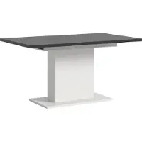 Ebuy24 Motion eetkamertafel zuilpoot 90x150/190cm incl. 1 verlengblad grijs, wit.