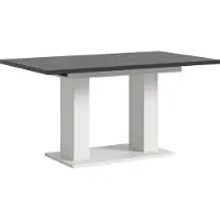 Ebuy24 Motion eetkamertafel dubbele zuilpoot 90x150/190cm incl. 1 verlengblad grijs, wit.