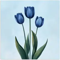 PosterMonkey Poster 75x75 cm - Tulpen - Blauw - Bladeren - Posters - Kamer decoratie - Wanddecoratie woonkamer - Muurdecoratie slaapkamer