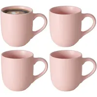 Boltze Koffiemokken Paris - 4x stuks - Keramiek - pastel roze - 300 ml - 8 x 10 cm