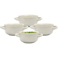 Home Deco Factory Soepkommen Classic - creme wit - 6x stuks - 14 x 7 cm - keramiek - soepkommetjes