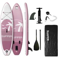 SUPPER Sup Board - Max. 120KG - Opblaasbaar – Paddle Board – Pomp – Vin – Leash – Draagtas – 285 x 76 cm - Roze