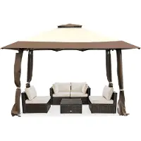 Costway Paviljoen met dubbel dak, waterdicht, stabiel, winterbestendig, uv-bescherming 50+, vouwpaviljoen, tuinpaviljoen met draagtas, op wieltjes, voor terras, tuin, achtertuin