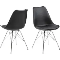 Hioshop 4 x Erin eetkamerstoel zwart, chroom.