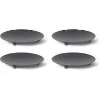 Novaliv 4x kaarsenhouders 3 voet ZWART 7,5 cm kaarsenplaat kaarsenhouder decoratief bord ronde tafeldecoratie voor pilaarkaarsen waxinelichtjes kaarspin metaal Kerstmis Adventskrans kaarsenhouder