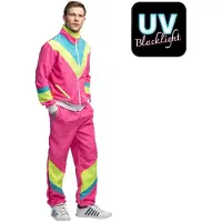 Boland - Trainingspak Retro dude neonroze (XL) - Volwassenen - Hippie - 80's & 90's - Disco