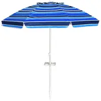Costway Strandparasol, 182 cm, strandparasol, tuinparasol, windbestendig, stevig, UPF 50+, 30 graden knikbaar, zonwering, met grondpen en draagtas voor balkon, tuin en terras