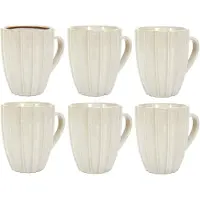 Home Deco Factory Koffiemokken Venice - 8x stuks - Keramiek - creme wit - 300 ml - 8 x 11 cm - Luxe uitstraling - Italiaanse stijl