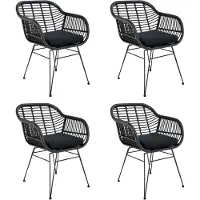 QUVIO Fauteuil tuinstoel jade met kussen staal pe rattan - set van