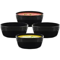 Home Deco Factory Soepkommen Kitchen Classics - zwart - 6x stuks - 14 x 7 cm - keramiek - soepkommetjes - serveerschaaltjes