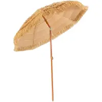 Costway Ø 175 cm parasol, Hoogte 206 cm, Hawaï, strandscherm, reisstro, marktparasol, stroparasol, tuinparasol, kantelbaar, terrasparasol voor tuin, strand, outdoor