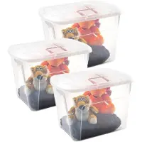 PlasticForte opberg kist met deksel - 3x - Multi Purpose Box - 75 liter - 60 x 42 x 43 cm - kunststof - transparant