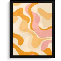 PosterMonkey Poster in lijst - Fotolijst 30x40 cm - Posters - Abstract - Golvend - Oranje - Posterlijst zwart - Decoratie - Wanddecoratie woonkamer - Muurdecoratie slaapkamer