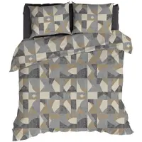 Romanette Dekbedovertrek Pictet Grijs Katoen-260 x 200 / 220 cm | Extra Breed