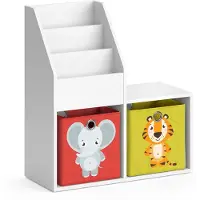 Vicco Luigi Kinderboekenkast – 30.9 x 79 cm Mini, met 2 vouwboxen opt.2 Wit