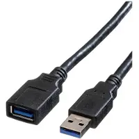 Roline USB naar USB (volledig bedekt) verlengkabel - USB3.0 - UL gecertificeerd - tot 0,9A / zwart - 1,8 meter