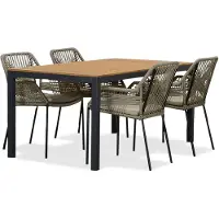 LUX outdoor living Delta/Seville zand dining tuinset | 4 personen | teakhout + aluminium | 160cm