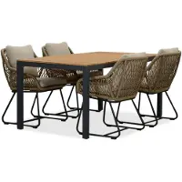 LUX outdoor living Delta/Portofino Sahara Dust dining tuinset | 4 personen | teakhout + touw | 160cm