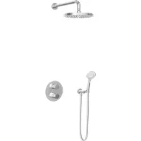 Hotbath Cobber IBS20A inbouw regendoucheset met ronde handdouche aan houder en 25cm ronde hoofddouche aan 40cm wandarm chroom