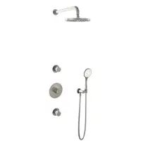 Hotbath Cobber IBS20 Inbouw Doucheset - 3-standen Handdouche - 20cm Hoofddouche - Wandarm - Wandsteun - Geborsteld Nikkel - Messing - Kranen, - Kranen, Douchekranen, Douchesets, Inbouw douchesets