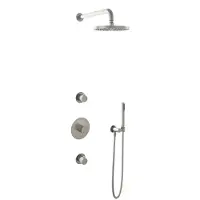 Hotbath Cobber IBS20GN inbouwdouche met staafhanddouche en 20cm hoofddouche geborsteld nikkel