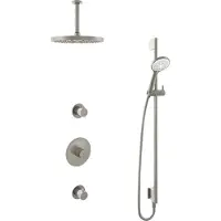 Hotbath Cobber IBS20GN inbouwdouche met 3s handdouche, 15cm plafondbuis, 30cm hoofddouche en glijstang geborsteld nikkel
